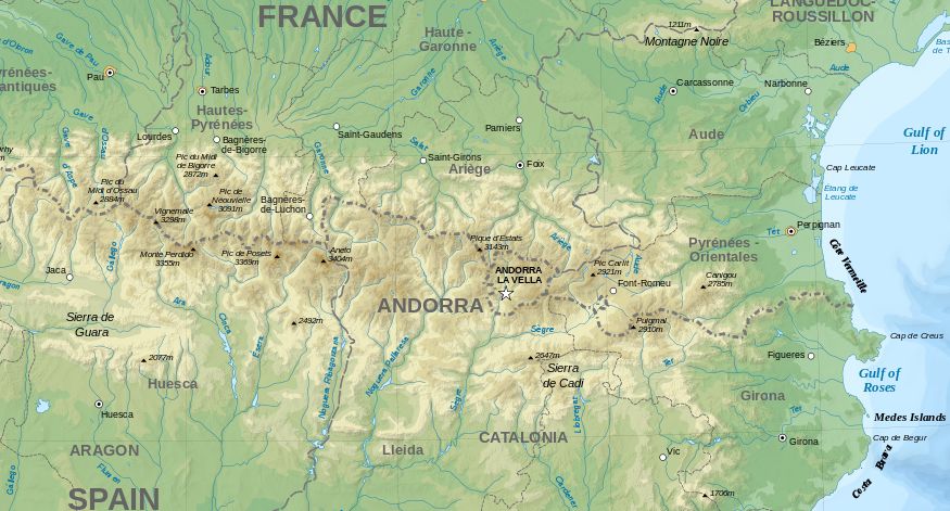 Map of the Pyrenees