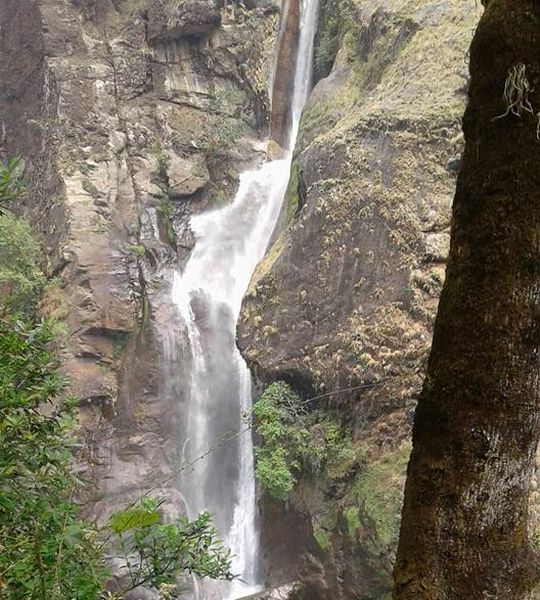 Waterfall in Marsayangdi Khola Valley on Annapurna Circuit