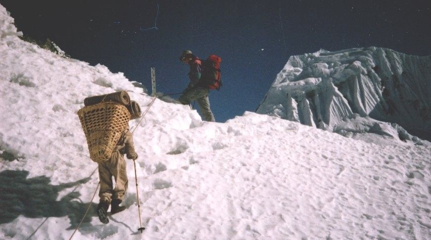 On the Snout of the Nare Glacier on descent from Mingbo La