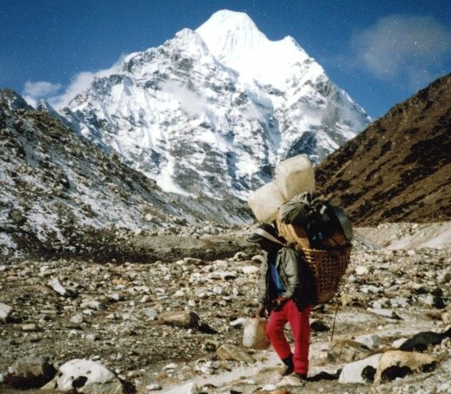 Peak 6 ( Mount Tutse ), 6758 metres, on return from Shershon in the Barun Valley