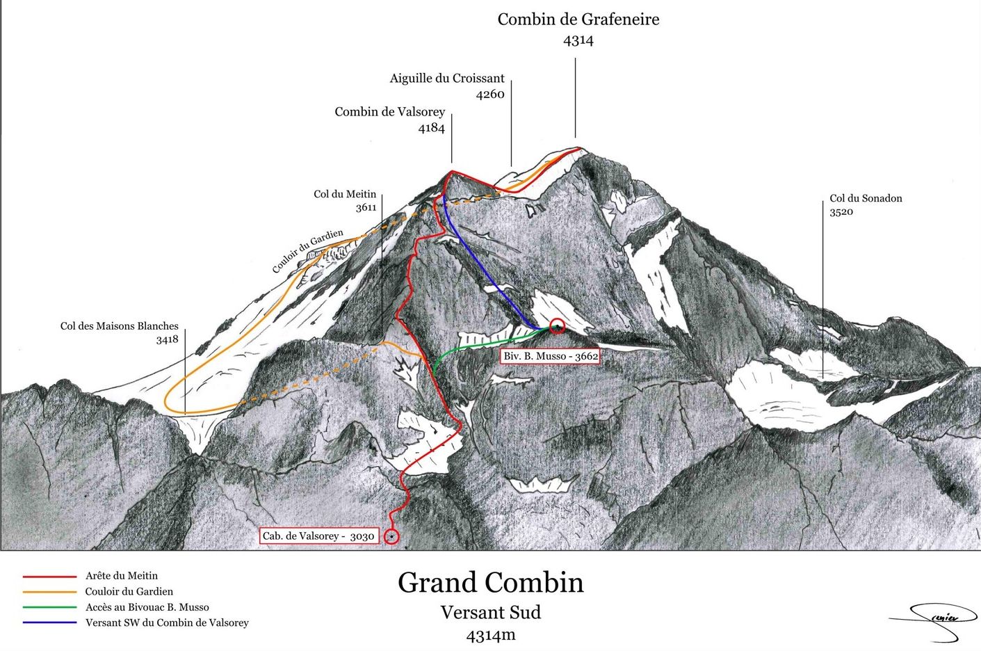 Grand Combin North side - ascent routes