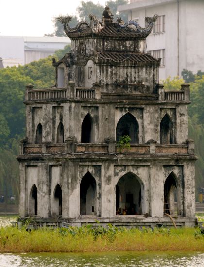 The Tortoise ( Turtle ) Tower ( Thap Rua ) in Sword Lake ( Ho Hoan Kiem ) in Hanoi