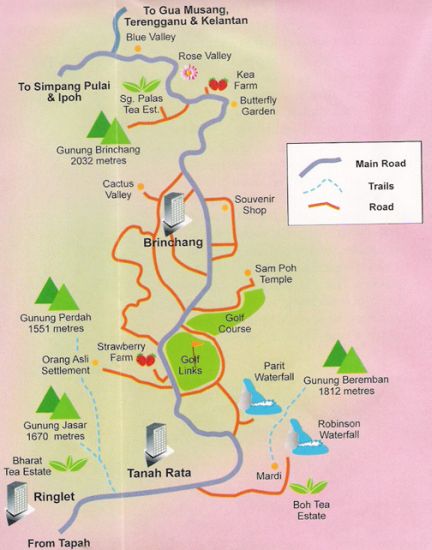 Map of the Cameron Highlands