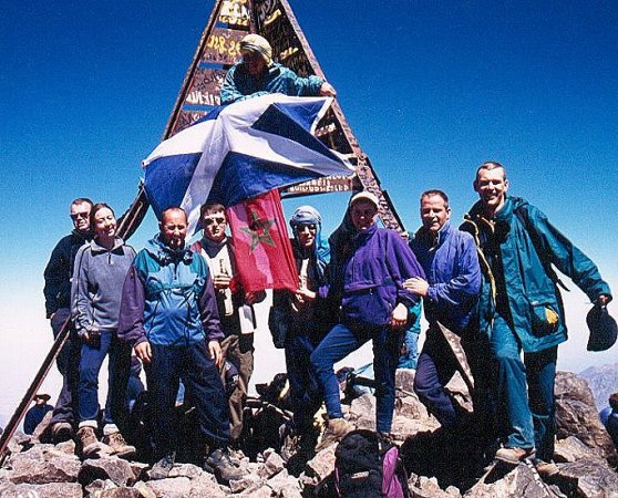 On summit of Djebel Toubkal in the High Atlas