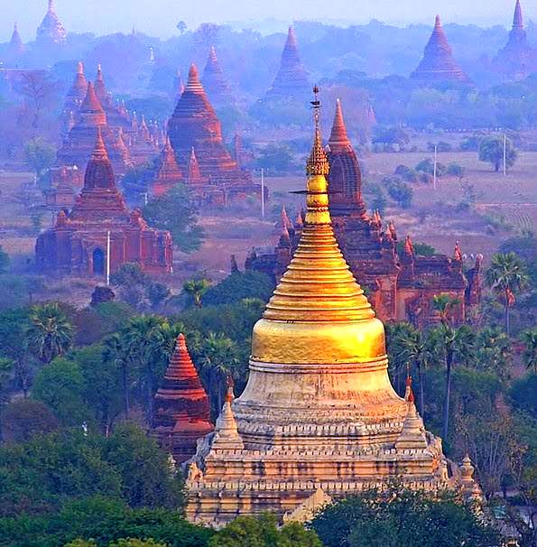 View over the temples of Bagan in central Myanmar / Burma