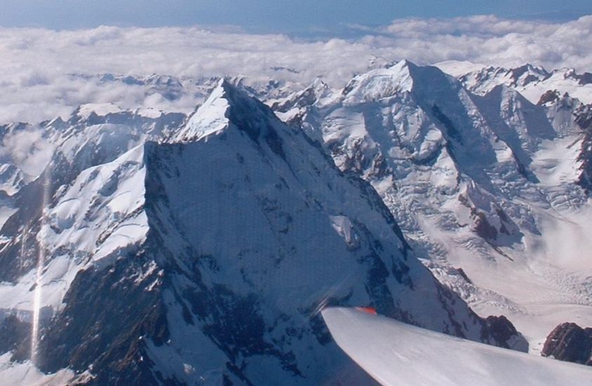 Mt. Cook and Mt. Tasman in the Southern Alps of New Zealand