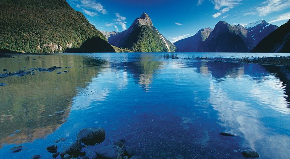 Mitre Peak in Milford Sound in Fjiordland of the South Island of New Zealand