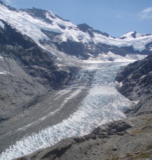 Dart Glacier in the Southern Alps of the South Island of New Zealand