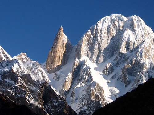 Bublimotin / Lady Finger Peak and Hunza Peak in the Hunza Valley in the Karakorum Mountains of Pakistan