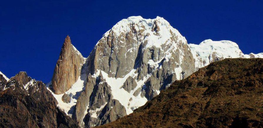 Lady Finger Peak and Hunza Peak in the Hunza Valley in the Karakorum Mountains of Pakistan