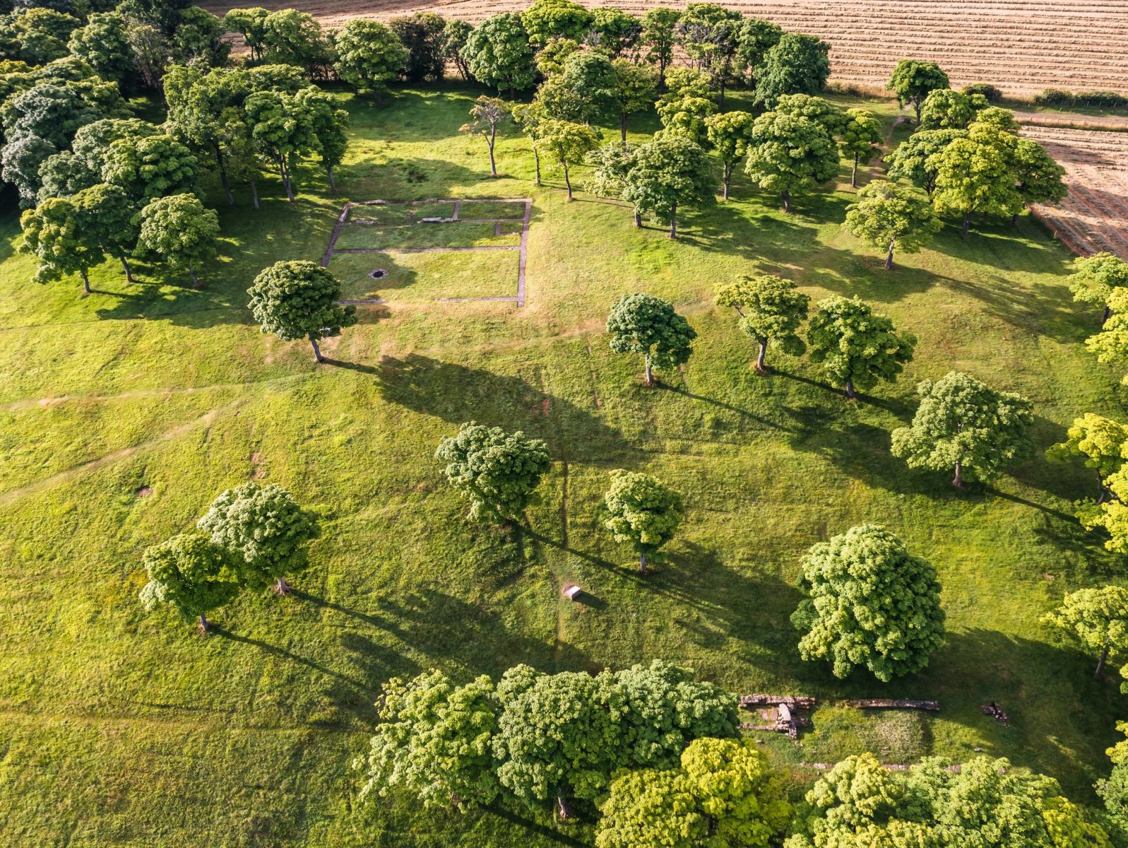 Aerial view of Ruins of Roman Fort on Barr Hill at Twechar