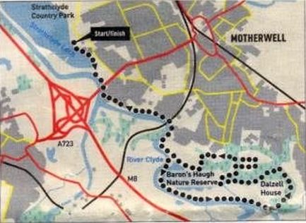 Route Map for Baron's Haugh & Dalzell Estate