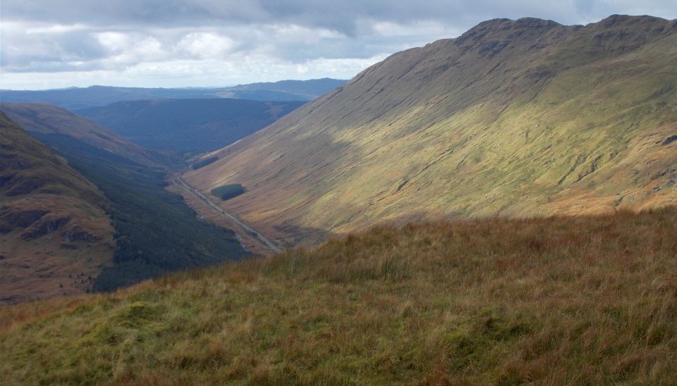 Binnein an Fhidhleir above Glen Kinglas from Beinn Chorranach