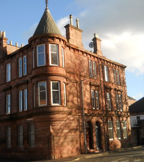 Red sandstone tenement building in Uddingston