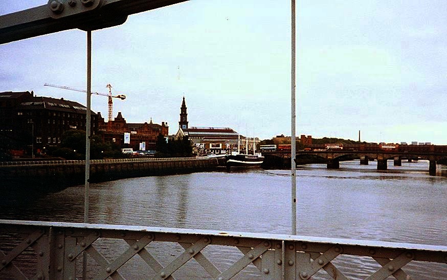 South Portland Street Suspension Bridge across River Clyde in Glasgow