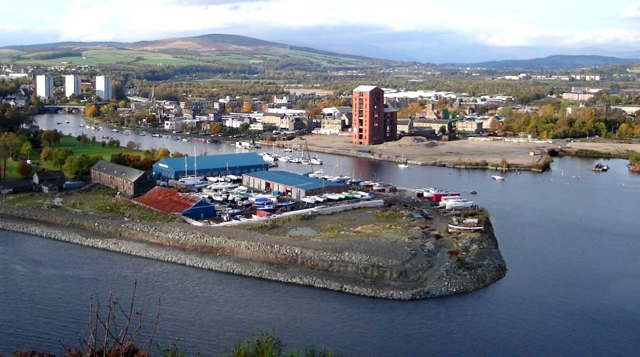 Dumbarton and River Leven from Castle on Dumbarton Rock