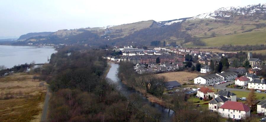 Old Kilpatrick and Forth and Clyde Canal from the Erskine Bridge