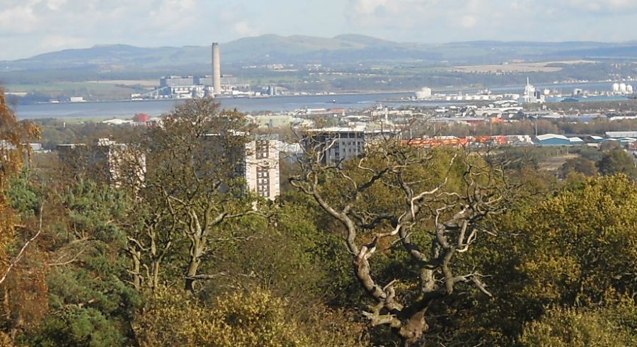 Ochil Hills and Firth of Forth from Callendar Woods on the outskirts of Falkirk