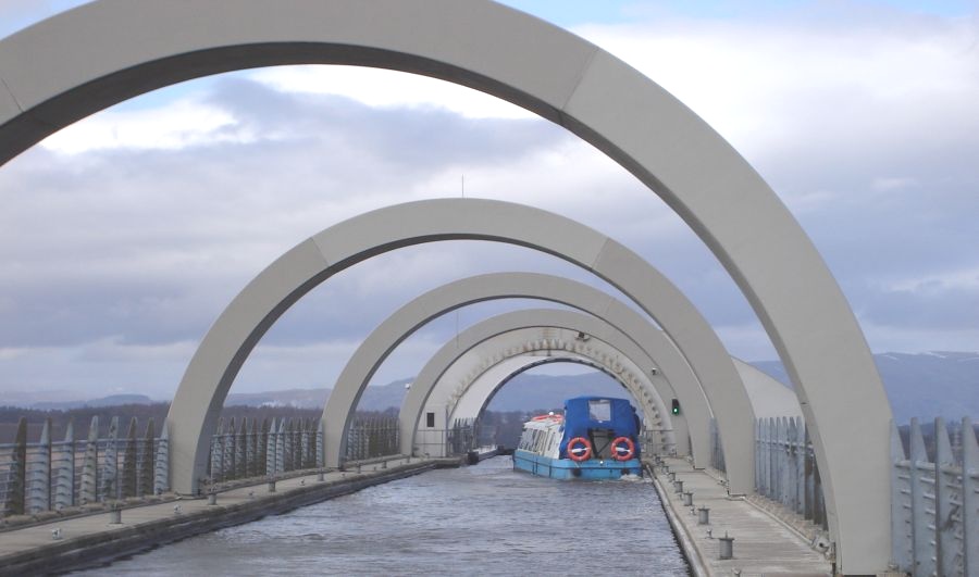 Boat in the Falkirk Wheel on the Union Canal