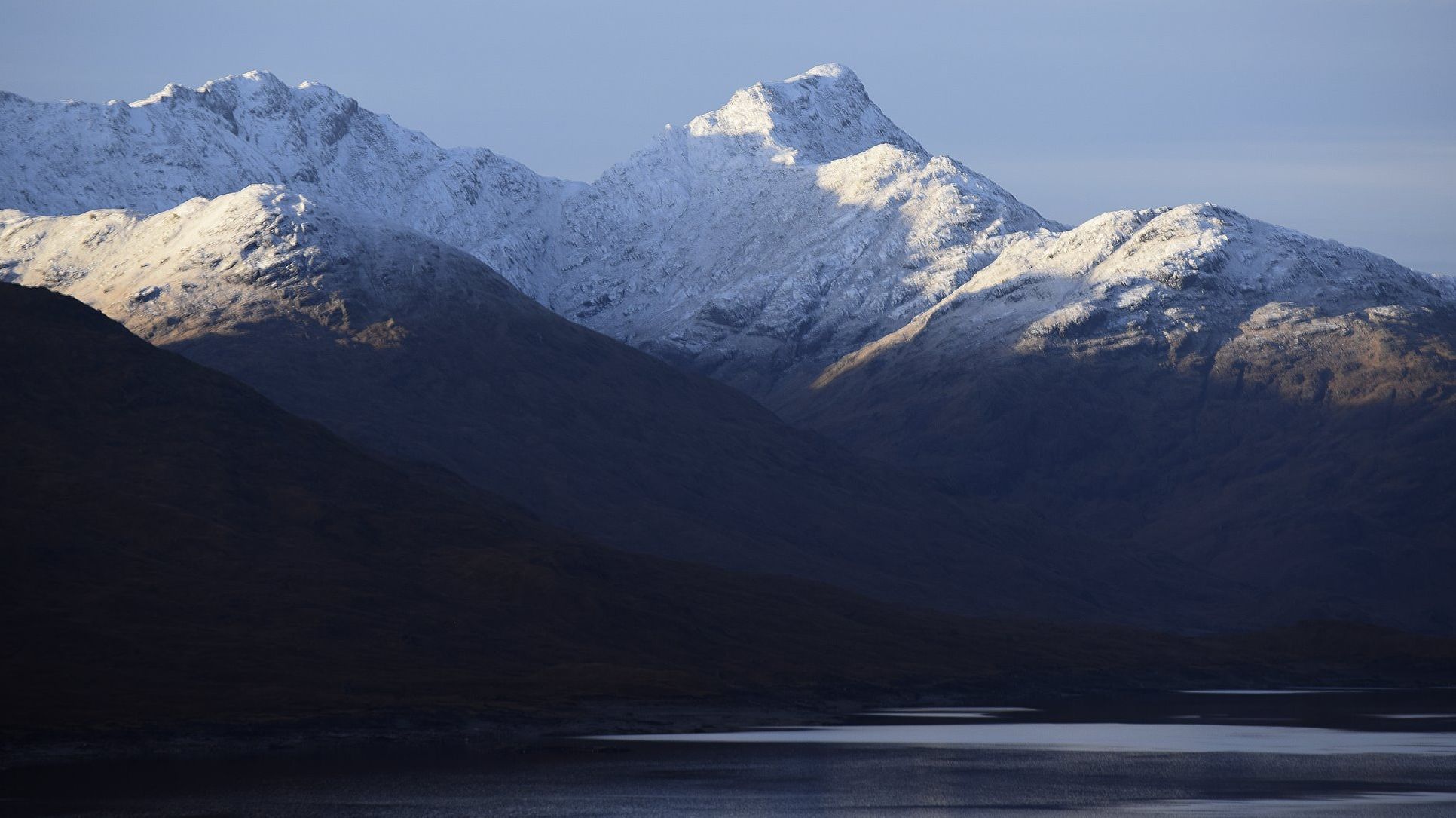 Garbh Coch Mhr ( 1013m ) and Sgurr na Ciche across Loch Quoich in Knoydart