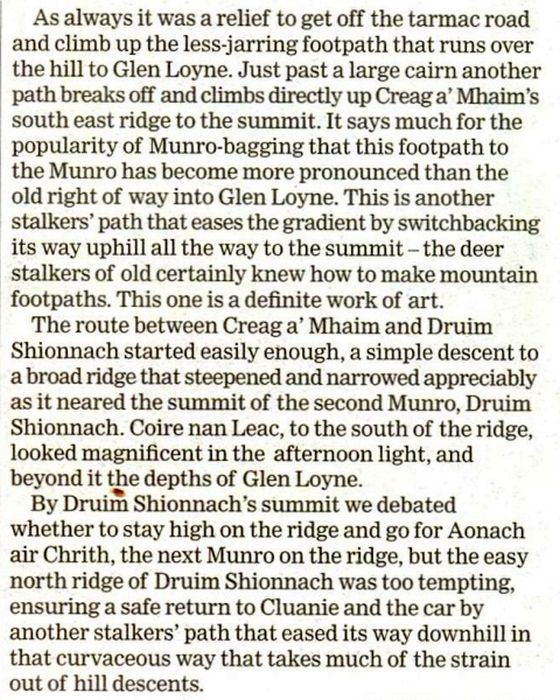 Route Description of the South Glen Shiel Ridge