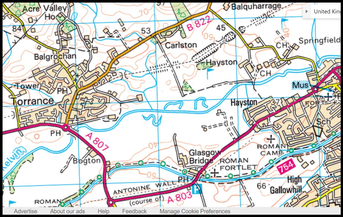 Map of the Torrance and Kirkintilloch area