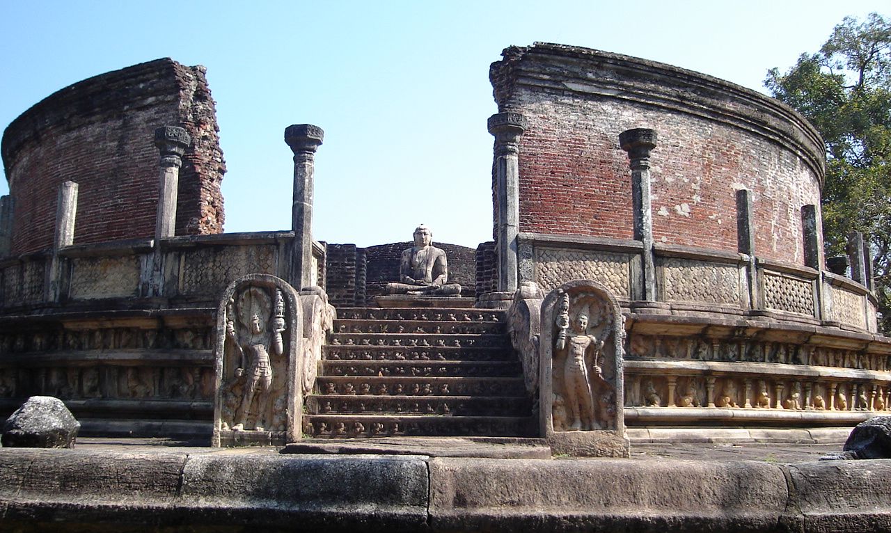 Buddha Statue in the Vatadage in the Quadrangle in Polonnaruwa