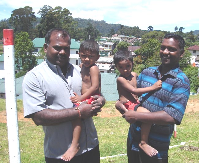 Sri Lankan fathers and sons at Hindu Temple in Nuwara Eliya