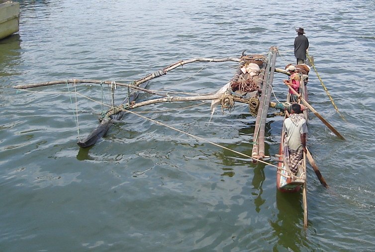 Outrigger Fishing Boat in lagoon at Negombo Town