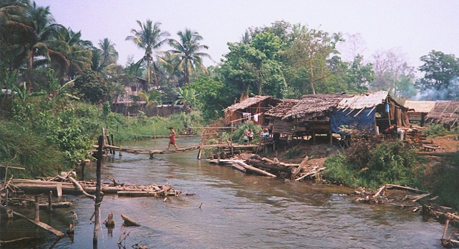 Border with Burma on Moie River at Waley