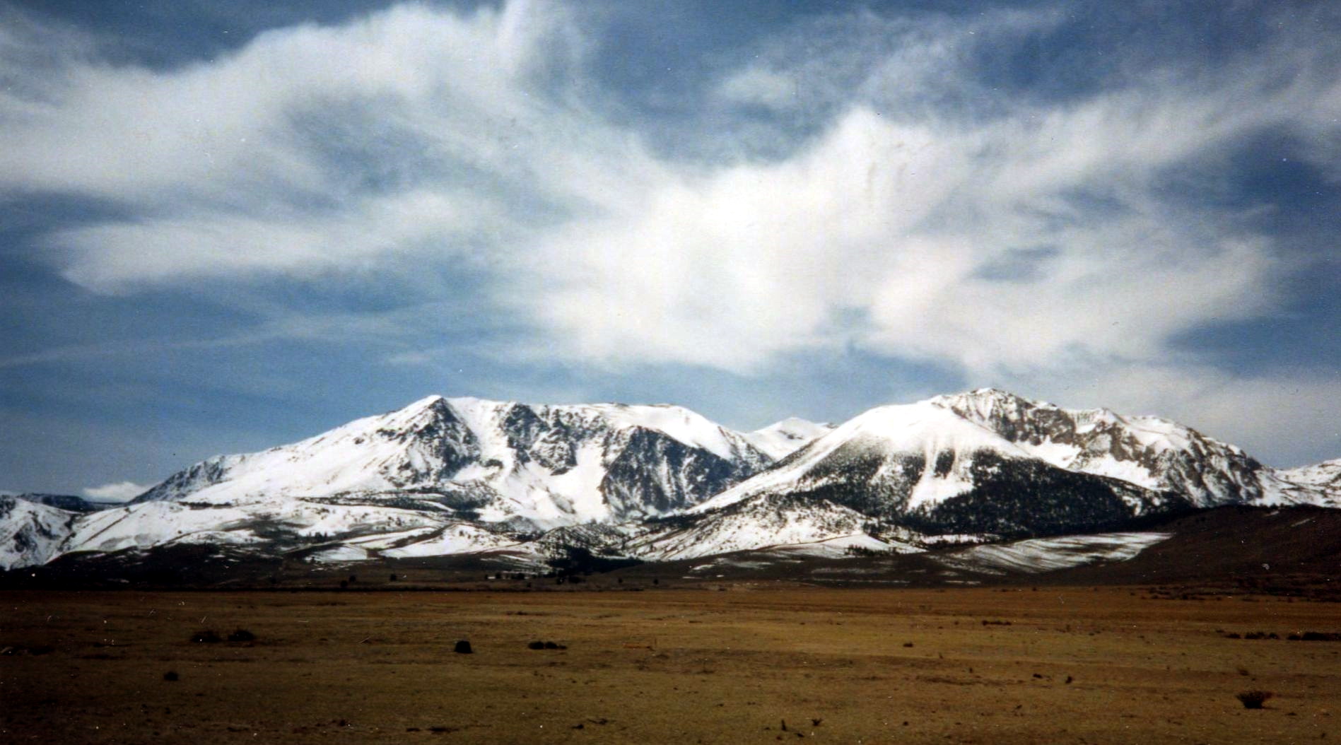 Mt Langley and Lone Pine Peak in the Sierra Nevada on approach to Mt. Whitney from Owen's Valley