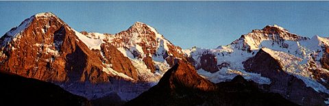 Sunset on Eiger, Monch and Jungfrau